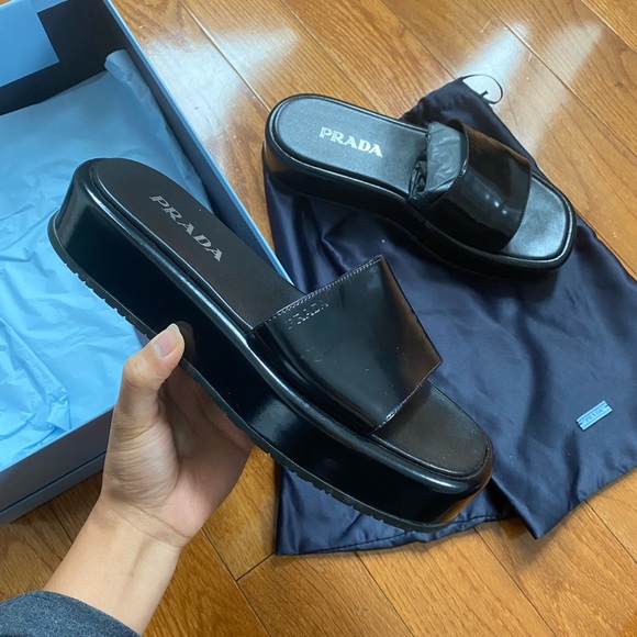 Prada | Shoes | Prada Chunky Leather Sandals Sale Price | Poshmark
